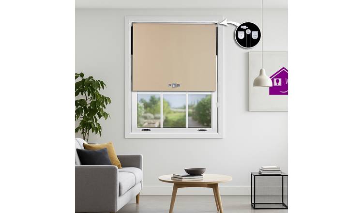 Furnished Cappuccino Blackout Roller Blind Triple Square Eyelets - 45 x 165cm
