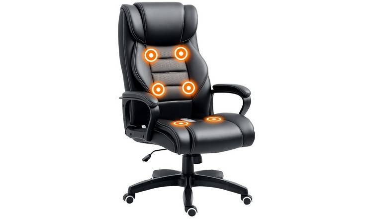 Vinsetto 6 Point Maaasge PU Leather Computer Desk Chair - Black