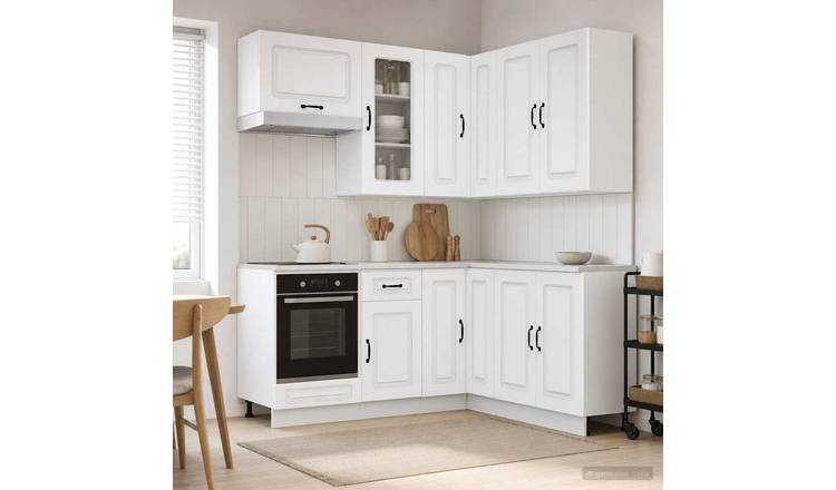 Walplus 8 Piece Engineered Wood Kitchen Unit Set - White