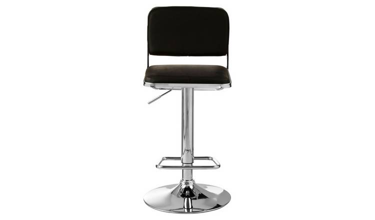 Orsina Stockholm Faux Leather Adjustable Bar Stool – Black & Chrome