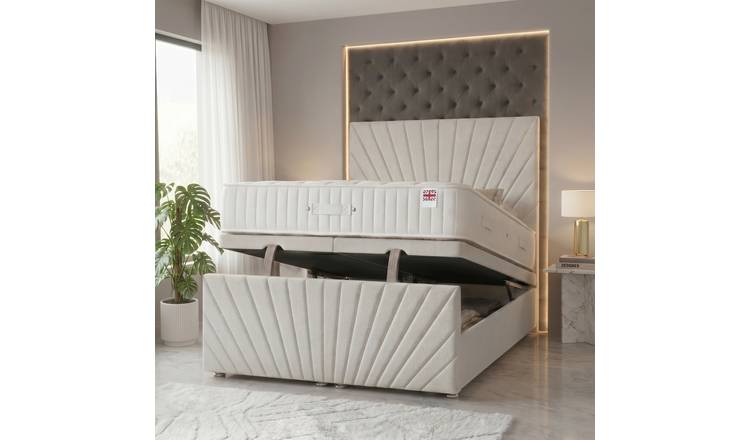 Somnior Linen Small Double Ottoman Divan Bed Divan Bed & Footboard - Light Grey