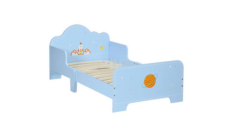 ZONEKIZ Space Theme Wooden Kids Bed Frame - Blue