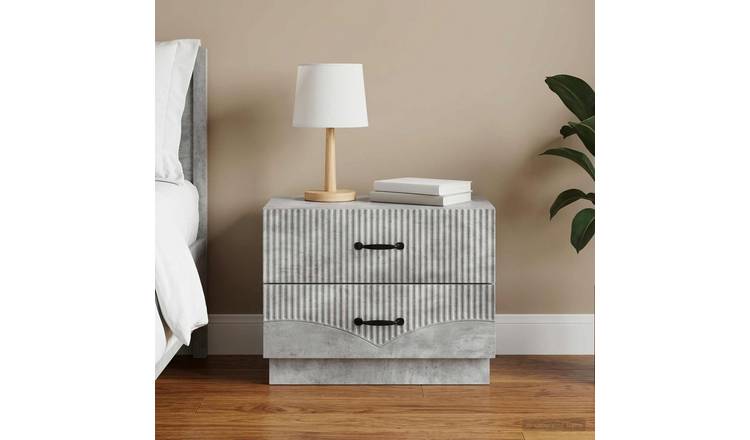 Walplus 1 Drawer Bedside Cabinet - Concrete Grey - 62 x 34.5 x 44.5 cm