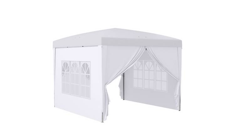 Outsunny Water Resistant Pop Up Gazebo with Sidewalls – White