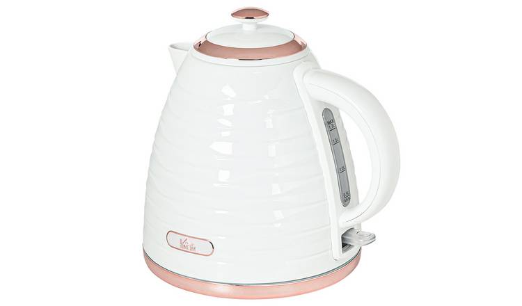 HOMCOM Cordless Electric Kettle - Cream White Water Ripple Texture