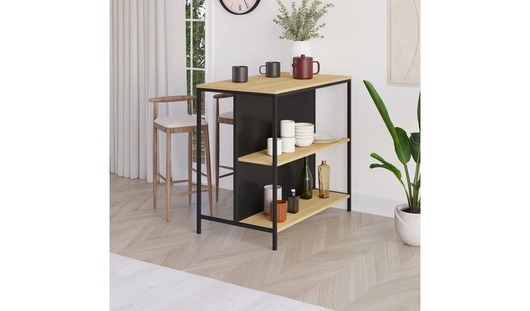 Decortie Detroit Particleboard Wood-Effect Bar Table - Grey And Oak