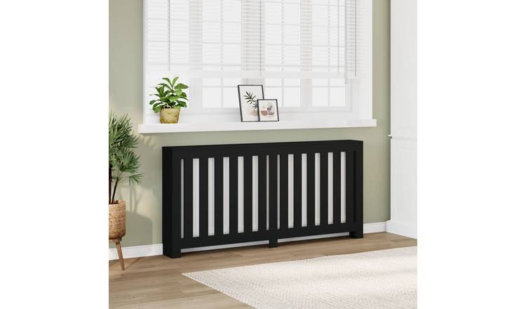 Walplus Engineered Wood Radiator Cover - Black - 175 x 20 x 82 cm