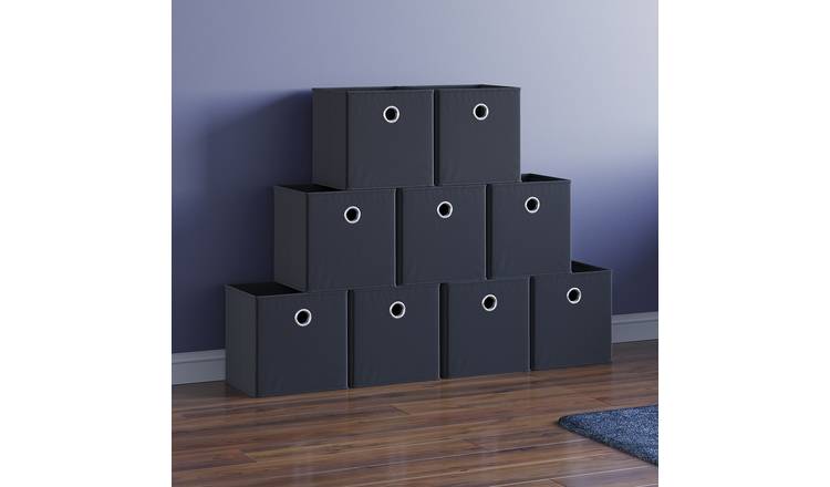 Vida Designs Durham Cube Storage Basket - Black - Set of 9