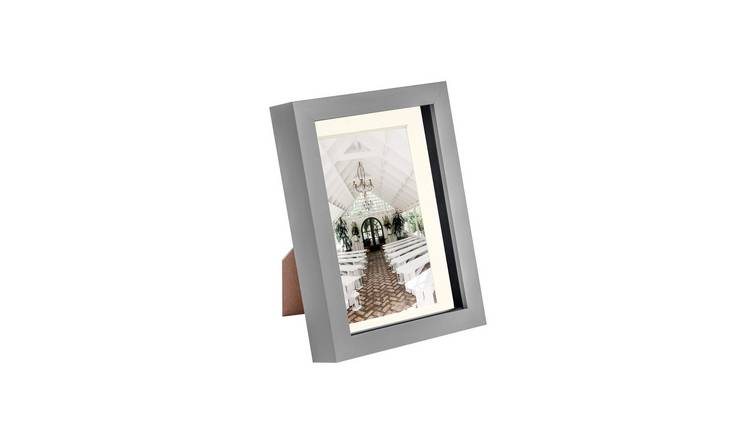 Nicola Spring 3D Box Photo Frame - 5 x 7" with Mount - Grey