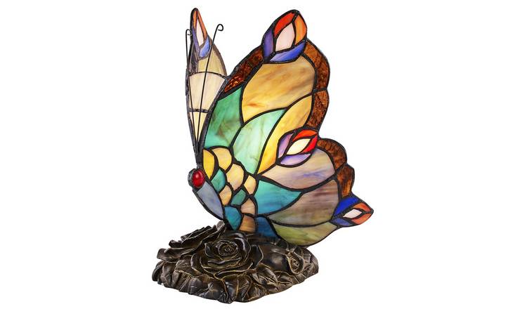 Happy Homewares Handmade Multi-Coloured Glass Butterfly Table Lamp - 12cm