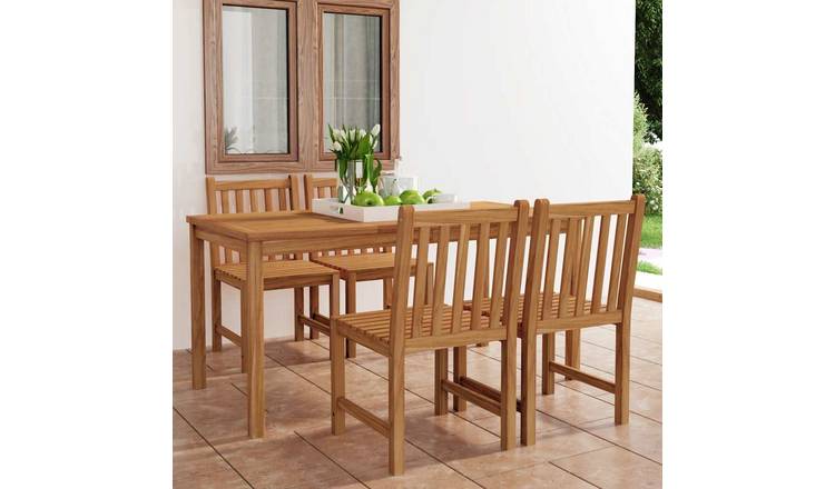 Walplus Solid Teak Wood Outdoor Furniture Set - Brown - 160 x 80 x 77 cm
