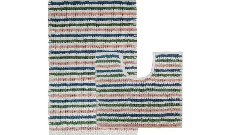 New Edge Blinds Amalfi 2 Piece Bath Mat & Pedestal Set - Multicolour