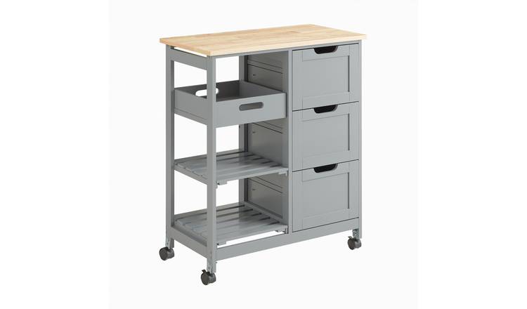 SoBuy 3 Drawer Kitchen Trolley - Grey