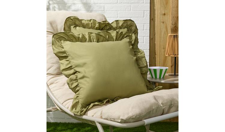 OHS 2 Pack Frill Cushion Covers 45 x 45cm - Olive