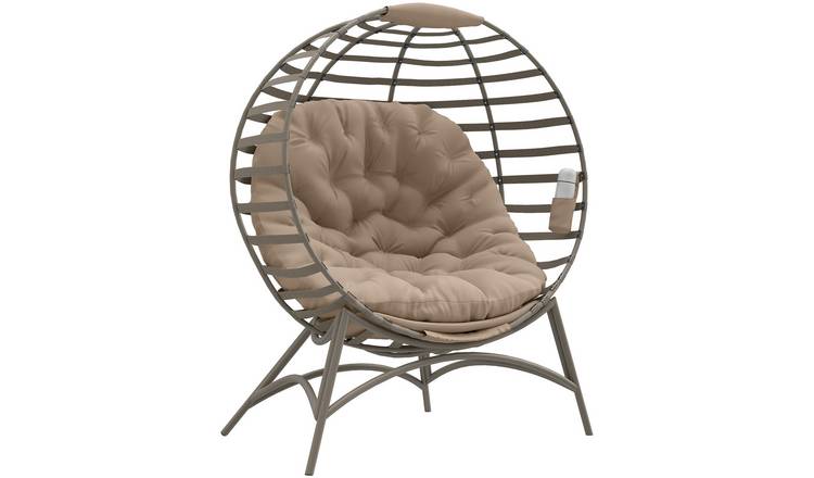 Outsunny Steel Indoor Outdoor Garden Egg Swing Chair - Sand Brown