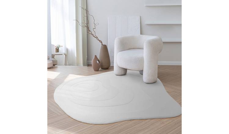 Mega Flooring White Handmade Abstract Rug - 150 x 150cm