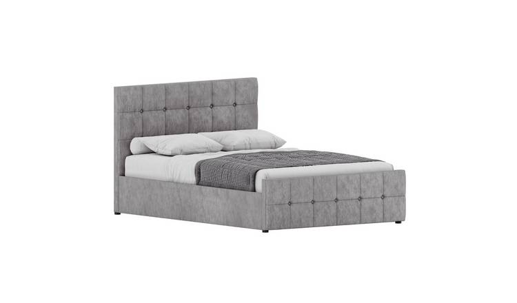 Vida Designs Valentina Double Crushed Velvet Ottoman Bed With Mattress - Silver
