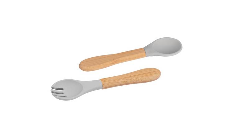 Tiny Dining Bamboo Baby Weaning Fork & Spoon Set - Pastel Pink