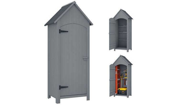 Outsunny Wooden Garden Storage Shed – Grey