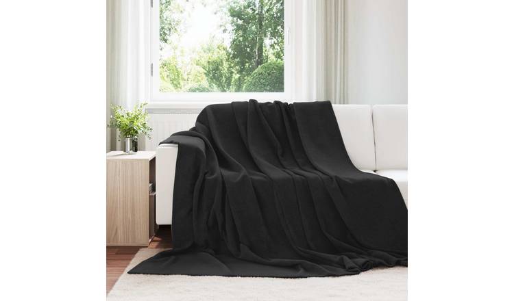 Walplus Fleece Throw Blanket - Black - 240 x 220 cm