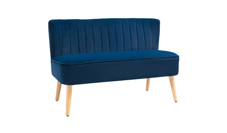 HOMCOM Modern Double Seat Sofa Foam Padding High Back - Blue
