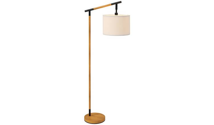 HOMCOM Metal Frame Floor Lamp Rotating Fabric Shade - Brown