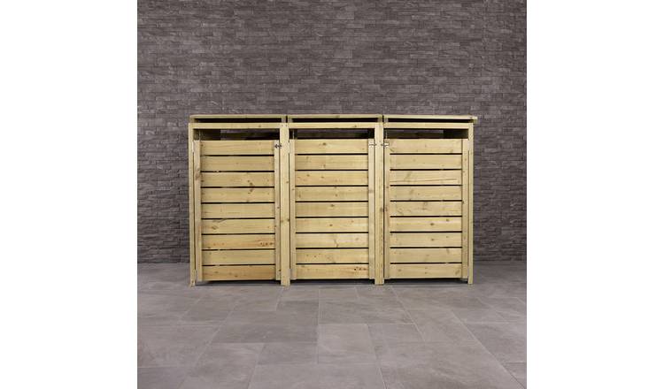 Charles Bentley FSC® Mixed Wooden Lifting Lid Wheelie Bin Storage Unit - Beige