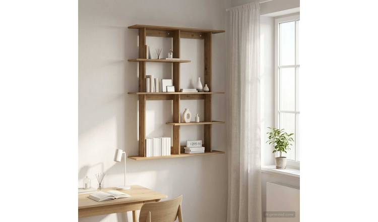 Walplus Engineered Wood Wall Shelf - Oak - 102 x 20 x 130 cm