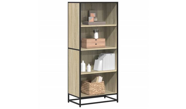 Walplus 4 Compartment Engineered Wood Bookcase - Light Oak - 60 x 35 x 139 cm