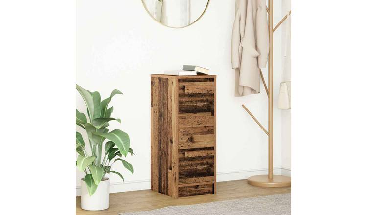 Walplus Engineered Wood 3 Drawer Sideboard - Old Wood - 29.5 x 34 x 76 cm