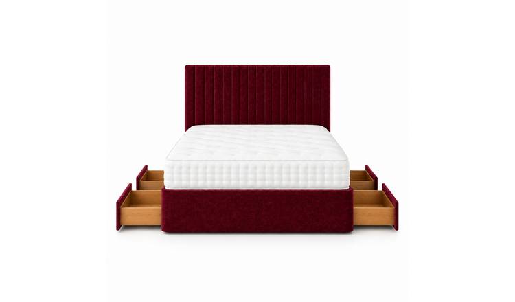 Comfy Deluxe 4ft6 Double   4 Drawer  Suede  Divan Bed Set -   Burgundy