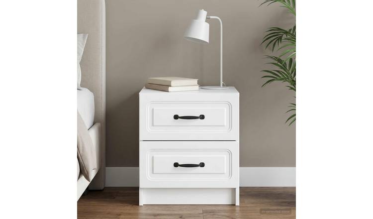 Walplus Engineered Wood Bedside Table - White - 43 x 34.5 x 44.5 cm