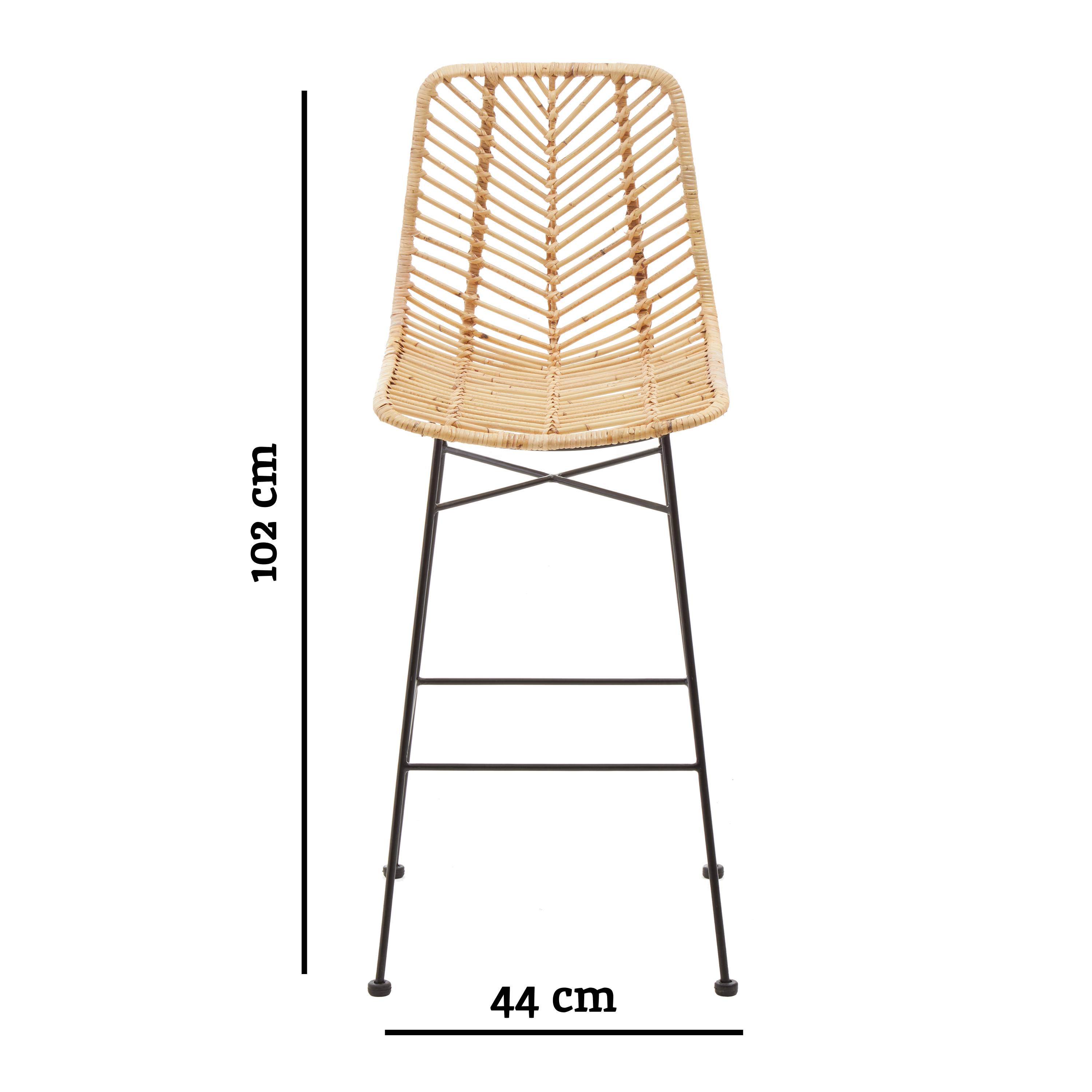 Orsina Manado Natural Rattan Bar Chair – Natural and Black - Image 5