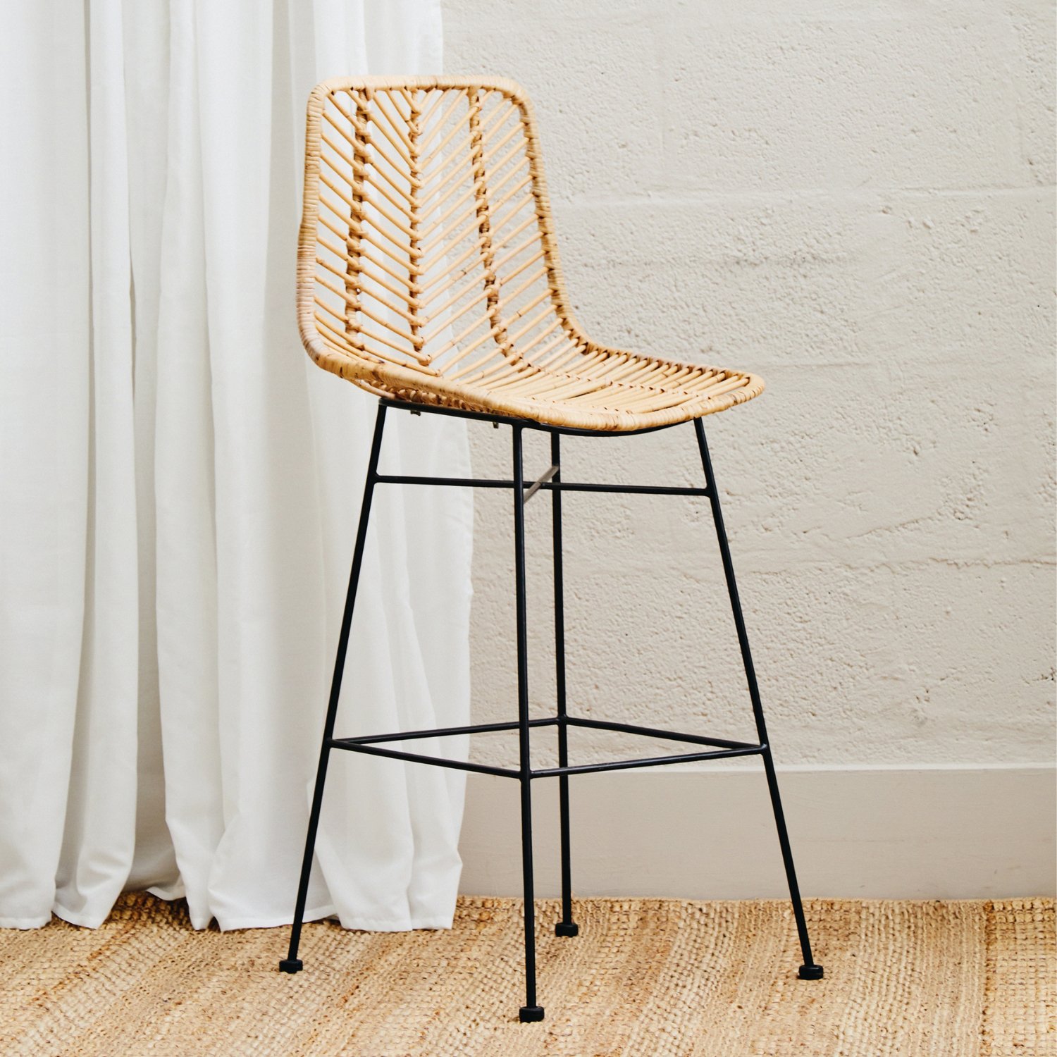 Orsina Manado Natural Rattan Bar Chair – Natural and Black - Image 3