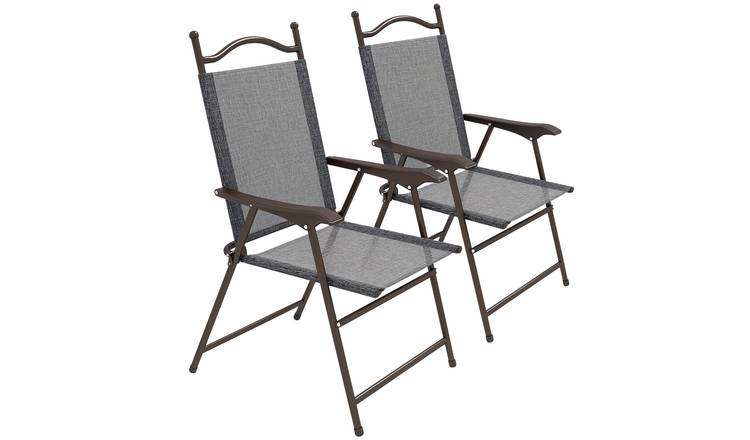 Outsunny Set of 2 Garden Folding Chairs - Grey