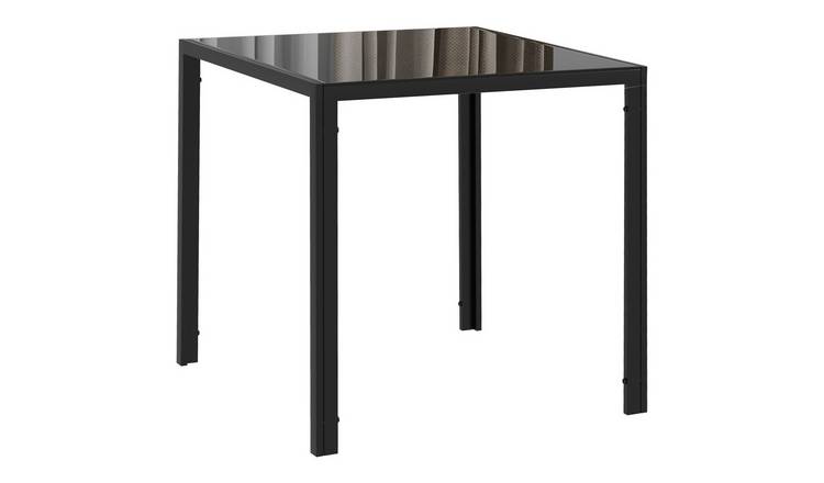 HOMCOM Square 4 Seater Kitchen Table with Tempered Glass Top - Black
