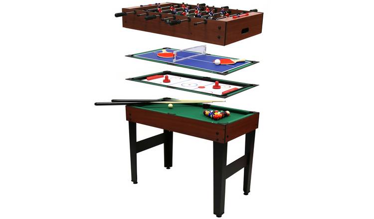 Charles Bentley Sports Table Pool, Football, Push Hockey & Table Tennis - Brown