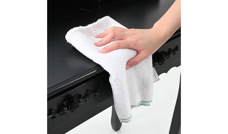 Walplus Pack of 10 Cleaning Cloths with Stripes - White and Green - 50 x 60 cm