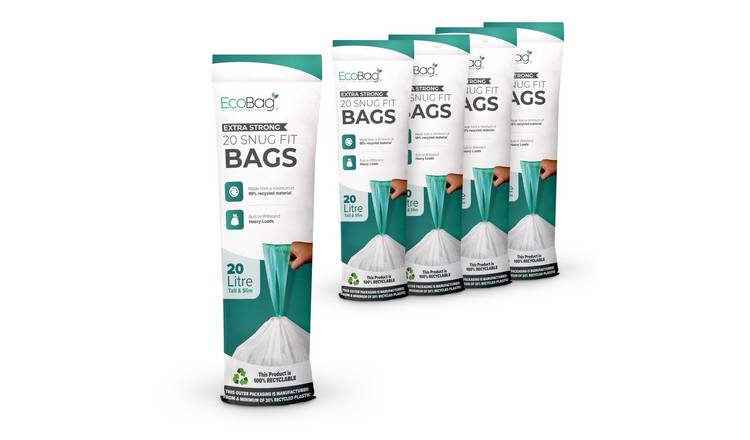 EcoBag White 20L Drawstring Kitchen Bin Liners - Pack of 100
