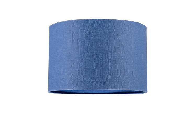 Happy Homewares English Manor Blue Textured Linen Fabric Lampshade - 30cm