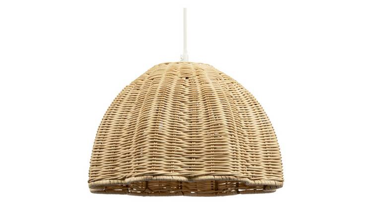 Happy Homewares Brown Intricately Woven Rattan Pendant Shade - 30cm