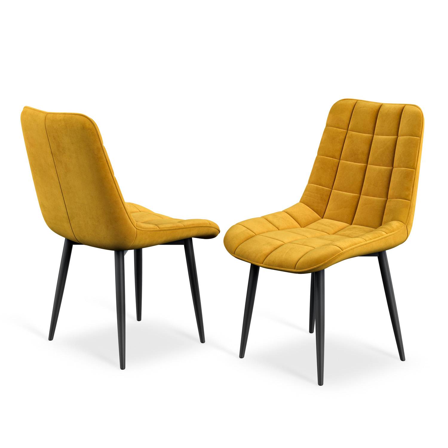Furniture Online Arlo Nova Walnut Top w Wal Legs Dining Table & 6 Mustard Chairs - Image 4
