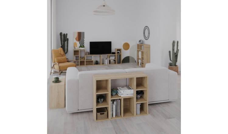 Decortie Combayn Tall Low Particleboard Wood Effect Shelving Unit - Oak