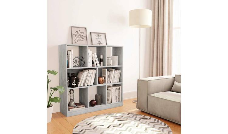 Walplus Engineered Wood Book Cabinet - Stone Grey - 97.5 x 29.5 x 100 cm