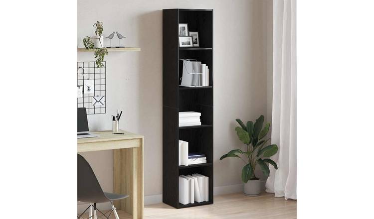 Walplus Engineered Wood Book Cabinet - Dark Oak - 40 x 30 x 189 cm