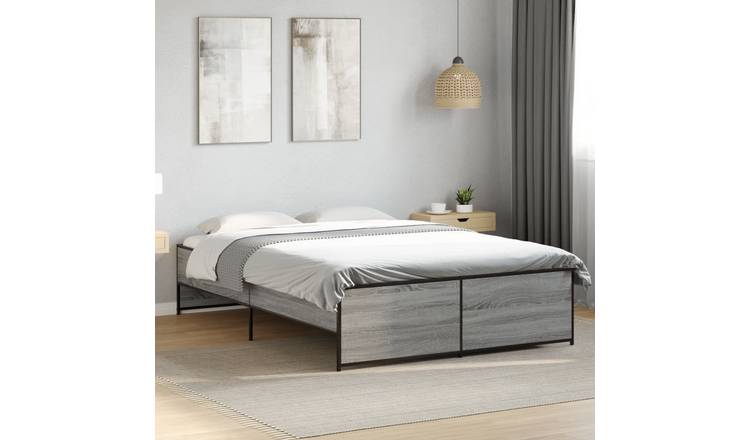 Walplus Solid Pine Double Bed Frame Padded Headboard - White