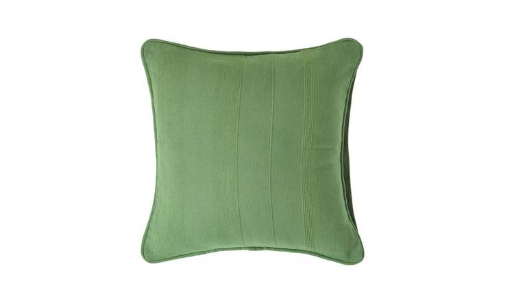 Homescapes Dark Olive Rajput Cotton Ribbed Cushion Cover - 45 x 45 cm
