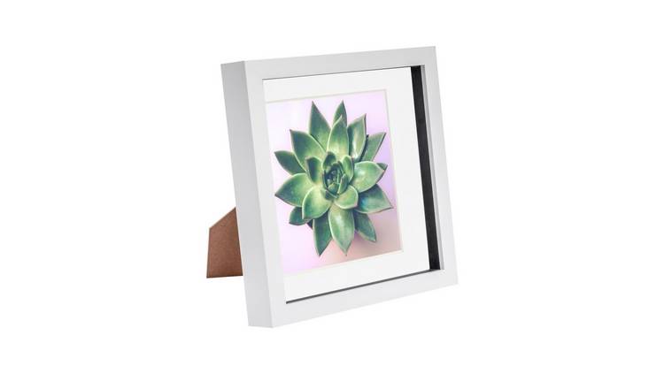 Nicola Spring 3D Box Photo Frame - 8 x 8" with Mount - White/White