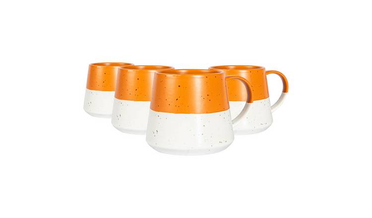 Nicola Spring Dipped Flecked Belly 370ml Mugs Pack of 4 - Burnt Orange