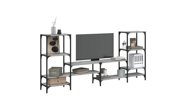 Walplus Engineered Wood TV Cabinet - Grey and Oak - 206.5 x 28.5 x 95 cm